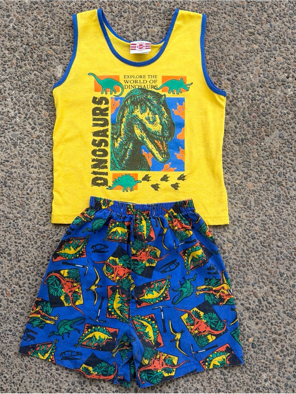 Vintage Cadet Boys Club Dinosaur Tank Top Shorts Set Tagged 7